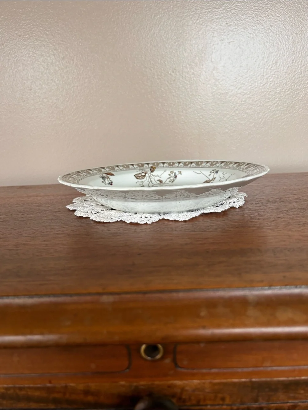 Antique Alfred Meakin England Parisian Granite Rosaline Brown Floral 9” Bowl